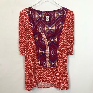 Akemi + Kin Red Cotton Printed Top Medium